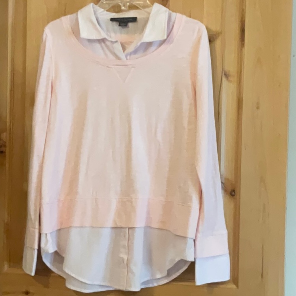 Tommy Hilfiger Pink Layered Blouse with Dress Shirt Collar